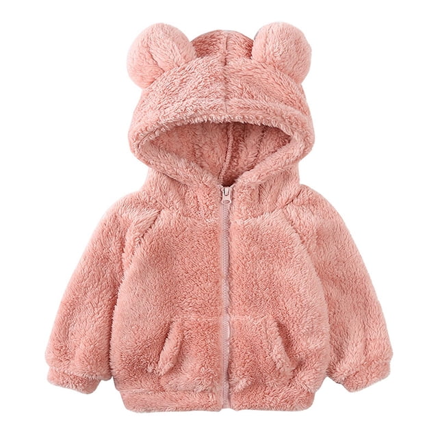 WRKEKC Veste Sherpa Garçons Filles Hiver Douce Confortable à Capuche pour Enfants 9M-7Y