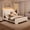 White, variant on SIBEDS Full LED Adjustable Bed Frame with PU & Corduroy Upholstered Wingback Headboard, Ergonomic Head Incline, Wireless Remote Control, Oak Brown