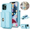 thumbnail image 1 of for iPhone 12 Pro Max Crossbody Wallet Case, Elegant Premium PU Leather Shoulder Strap Lanyard Cover with Metal Lock Button Card Slots Soft Silicone Shockproof Case,Blue, 1 of 5