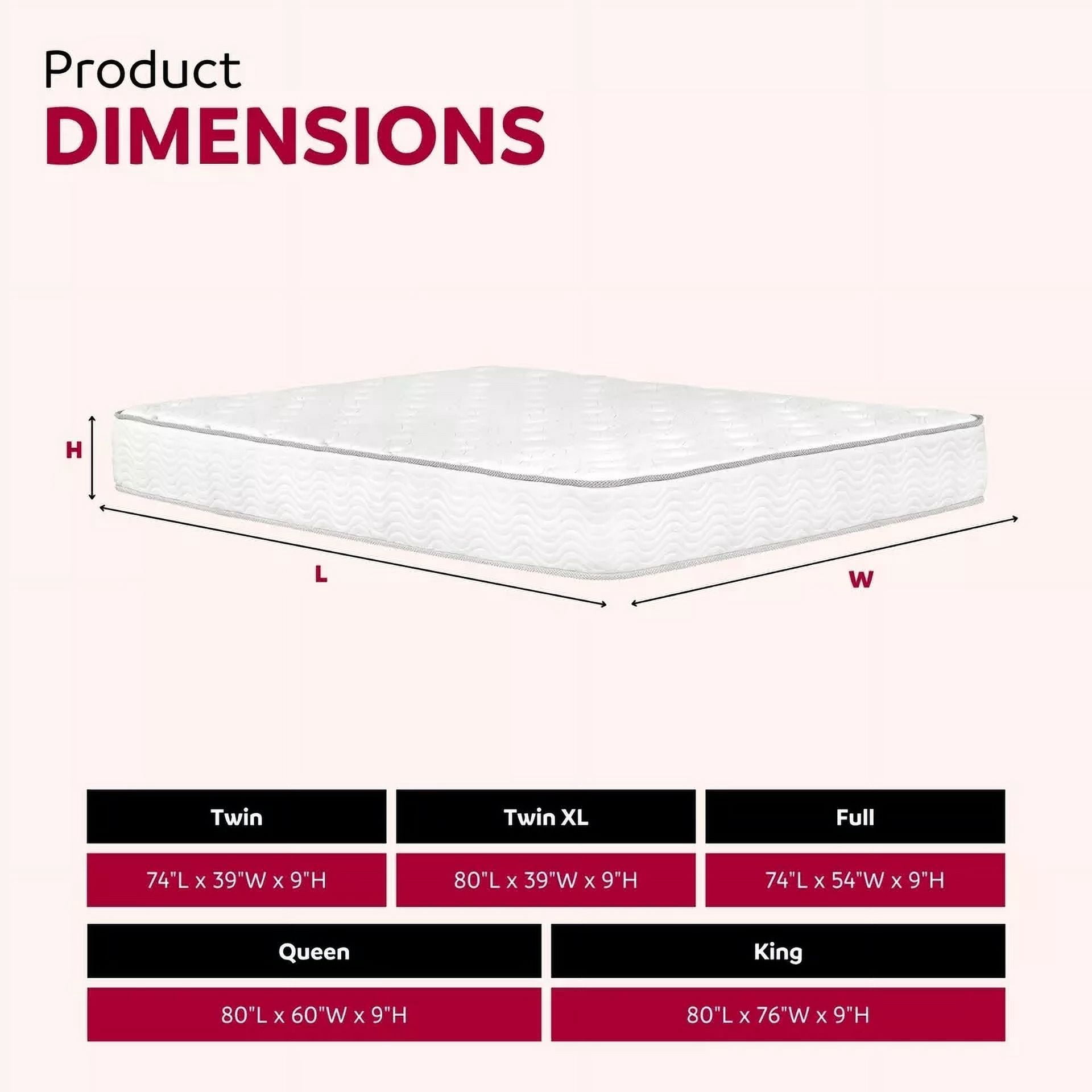 Premium 9 in. California King Size Pocket Coil Mattress, Low Motion Transfer Multi Layer Foam Mattress, White
