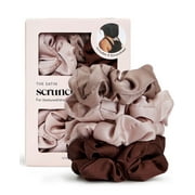 Kitsch Satin Hair Scrunchies for Adults, Beige Cameo, 5 Pack
