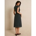 thumbnail image 2 of Elegant Blue Floral Print Midi Dress With V-Neck And Lettuce Trim Detail, 2 of 10