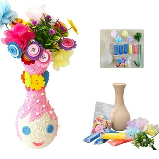 Aaomassr Crafts for Girls Ages 8-12 Make Your Own Flower Bouquet with Buttons and Felt Flowers, Vase Art and Craft for Children - DIY Activity for