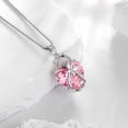 thumbnail image 5 of Juwaliy 15MM Women Cat Necklace Heart October Birthstone 925 Sterling Silver Pendant Pink Tourmaline Butterfly Jewelry Mother Birthday Valentine's Day Gift, 5 of 9