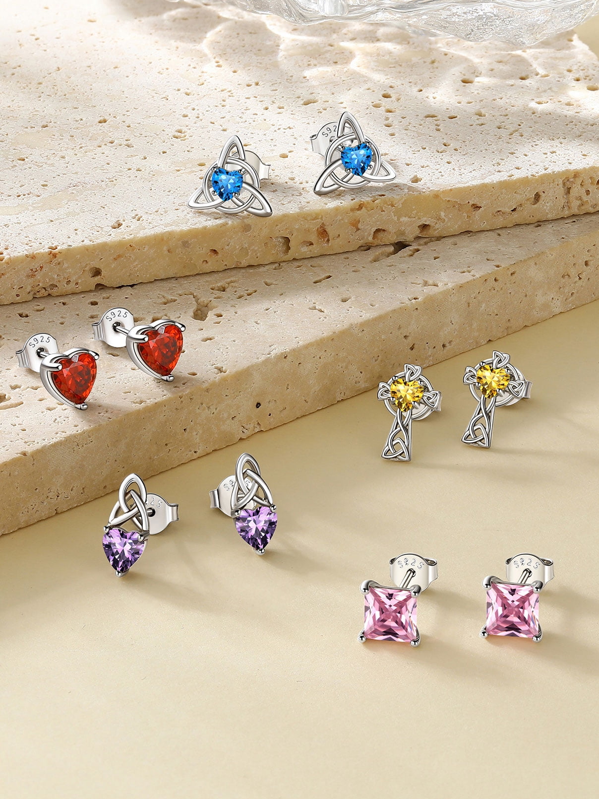 FaithHeart March Birthstone Heart Stud Earrings for Women 925 Sterling Silver Small Ear Charms Daughter Birthday Christmas Hypoallergenic Jewelry Gift