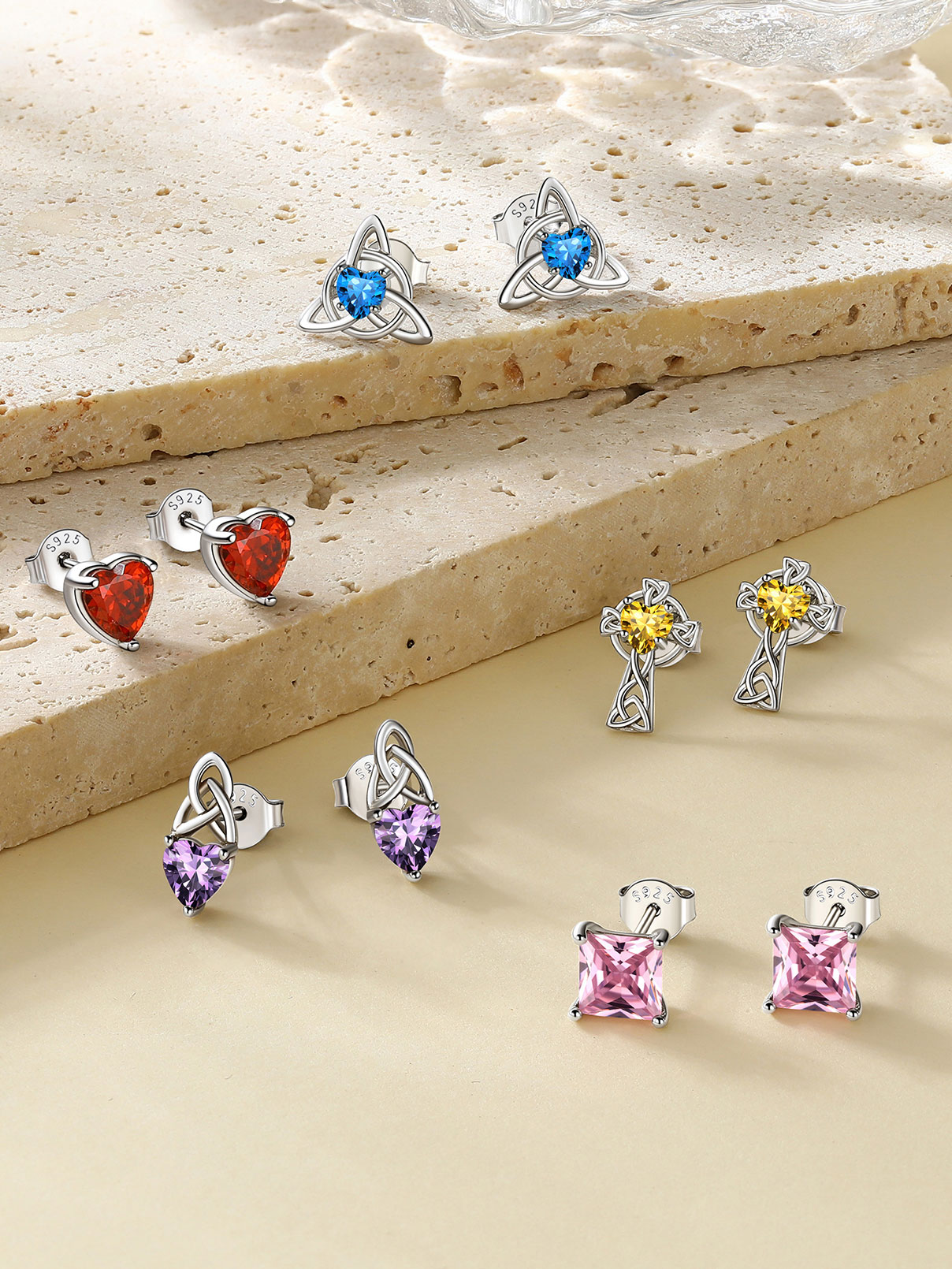 FaithHeart January Birthstone Sterling Silver Stud Earrings photo 6