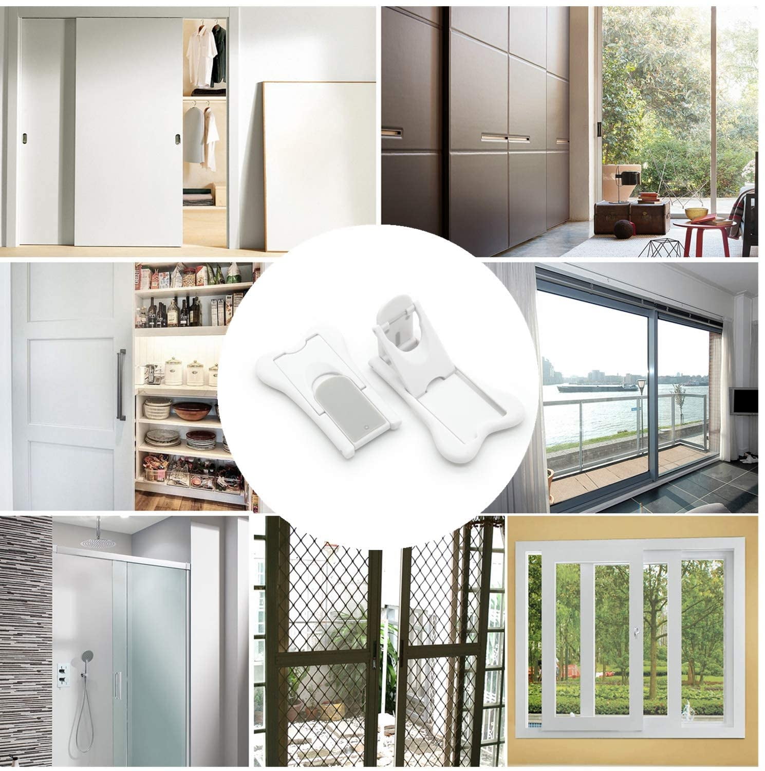 VIVEFOX Sliding Door Lock for Child Safety, 8 Pack Window Stoppers for