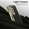 thumbnail image 2 of Dteck Case for Samsung Galaxy Z Fold 3,Luxury Leather Built-in Screen Protector Case Shockproof Electroplated Hard PC Bumper Cover for Galaxy Z Fold 3 5G,Black, 2 of 9