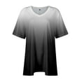 thumbnail image 4 of TQWQT Plus Size Womens Tops Summer Women Dressy Blouses V Neck Pllus Size Short Sleeves Tee Gradient Print Casual Tshirt 5x Women Plus Size Clothing Black 3XL, 4 of 6
