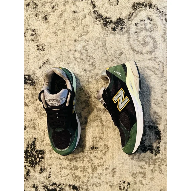 New Balance 990v3 Made In USA Black Green 2021 Men Size 6.5 Casual Shoes M990CP3