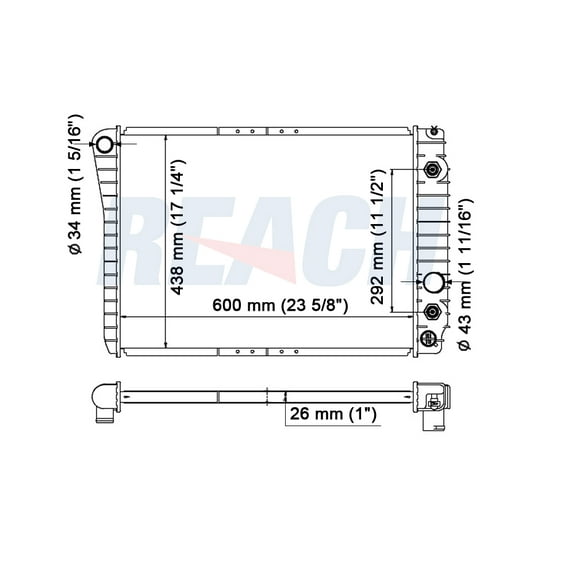 REACH 41-1052 Radiator for Chevrolet Corvette 1989-1996, Automotive Radiator Replacement Part