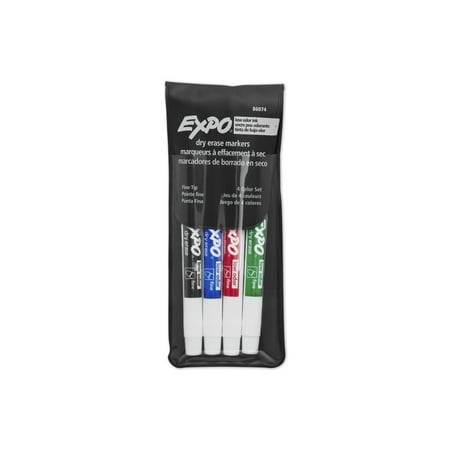 EXPO Low Odor Dry Erase Marker, Fine Point, Assorted, 4/Set
