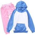 thumbnail image 4 of JIAYUE Girls Clothing Outfits Raglan Long Sleeve Color Block Hoodies With Pocket Solid Jogger Pants 2-Piece Sets Back To School,3-4 Years, 4 of 4