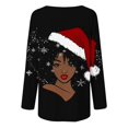 thumbnail image 5 of asdoklhq Christmas Women Long Sleeve Tops Women Casual Long Sleeve Round Neck Pullover Loose Blouse Ethnic Style Printed ShirtsTops Multicolor M, 5 of 5
