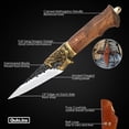 thumbnail image 3 of Qulajoy Camping Knife - Hand Forged Viking Pocket Knife 7Cr17MOV Blade - Dragon Head Handle and Leather Sheath - Outdoor Knife for Hunting & Camping, 3 of 6