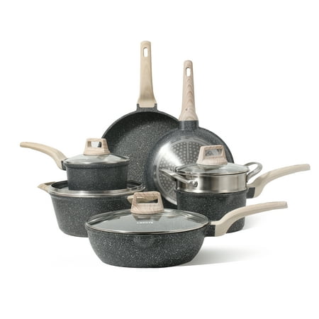 Carote Nonstick Pots and Pans Set, 11 Pcs Granite Stone Kitchen Cookware...
