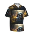 thumbnail image 2 of Daiia Flower Field Skull Hawaiian Shirt for Men Gentle Cotton Regular Short Sleeve Casual-X-Large, 2 of 9