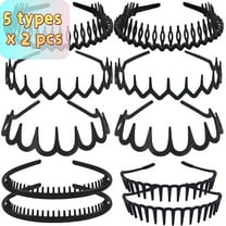 Zig Zag Headbands for Women Men, Plastic Sharks Tooth Hair Comb Headband, Fashion No Slip Headbands with Teeth Comb 10 PCS