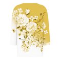 thumbnail image 4 of Shirts Top for Women Trendy Casual Loose Fall V Neck Floral Printed Striped Color Block Blouse 3/4 Sleeves Fitting Work Tops,Yellow 1,S, 4 of 5