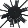 thumbnail image 3 of 18" Round Wagon Wheel Retro Ceiling Lamp Farmhouse 6-Head Pendant Light Fixture 6 Lights Semi-recessed Chandelier Wagon Wheel Farmhouse Lighting Rustic Style Chandelier Wagon Wheel Farmhouse Lighting, 3 of 3