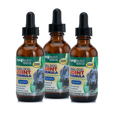LIQUIDHEALTH 2 Oz Dog Glucosamine Drops Joint Juice, Chondroitin Hip and Joints Relief Vitamin Supplement Formula, Hyaluronic Acid - Small Dogs Canines Puppies - (3 Pack)