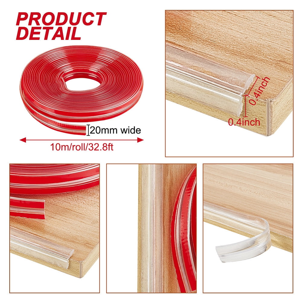 PVC Corner Protector Cnticollision Baby Table Corner Guards for Furniture Against Corners Red 20mm about 10m/roll