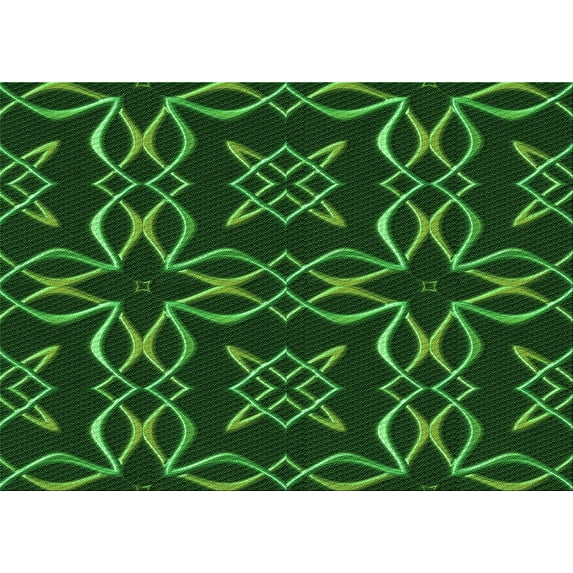 Ahgly Company Indoor Rectangle Patterned Dark Forest Green Area Rugs, 2' x 5'