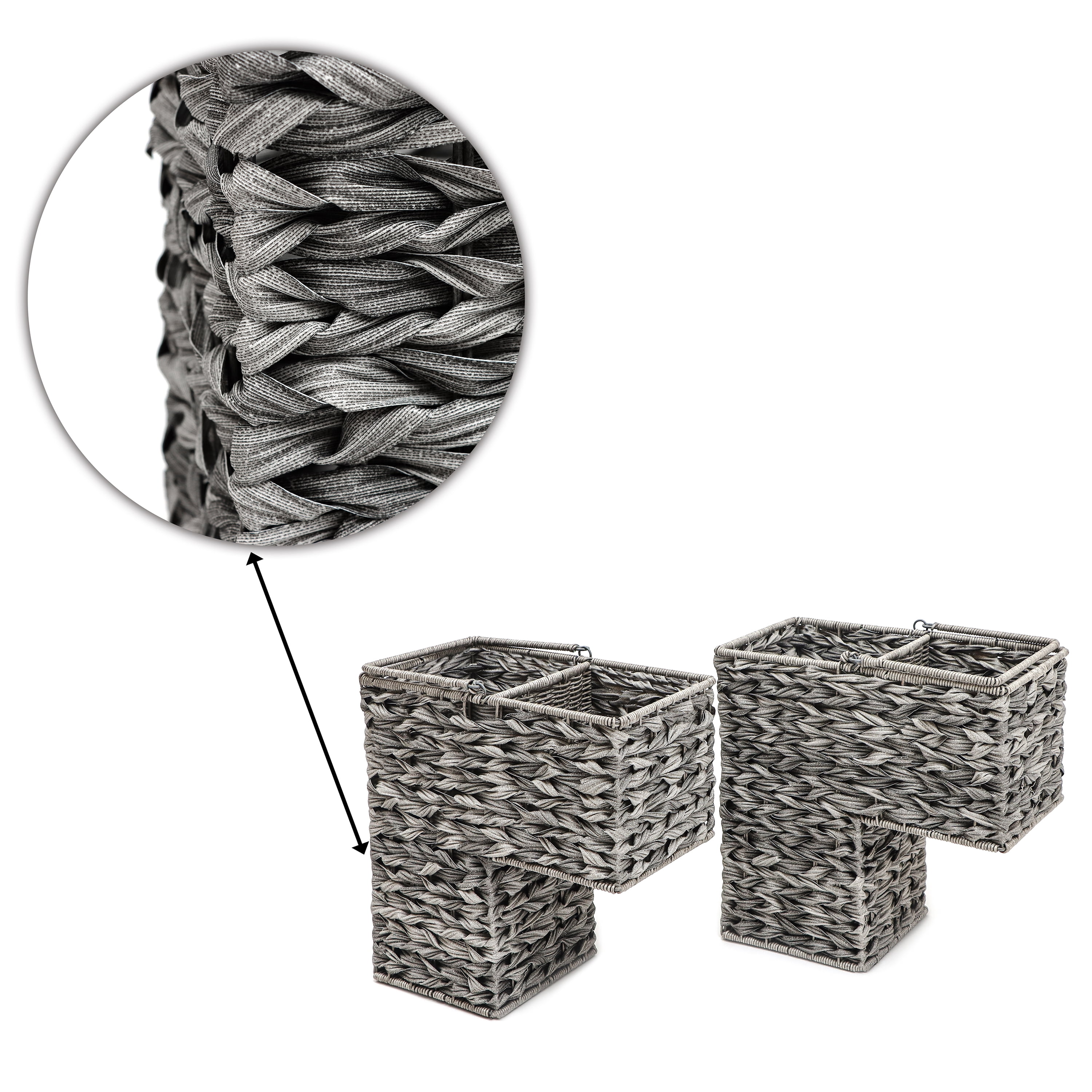 14.5" Plastic Wicker Storage Stair Basket Set With Handles by Trademark Innovations (Set of 2)