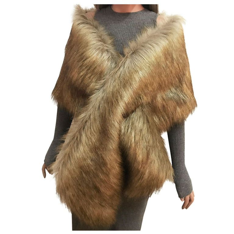 RPVATI Women Luxurious Large Winter Faux Fur Scarf Wrap Collar