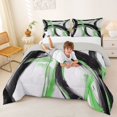 thumbnail image 3 of Homewish Swirl Lines Queen Comforter Set,Abstract Geometric Comforter Sets Queen,Green Black,Light Gray Reversible,3 Pieces,1 Comforter and 2 Pillowcases, 3 of 7