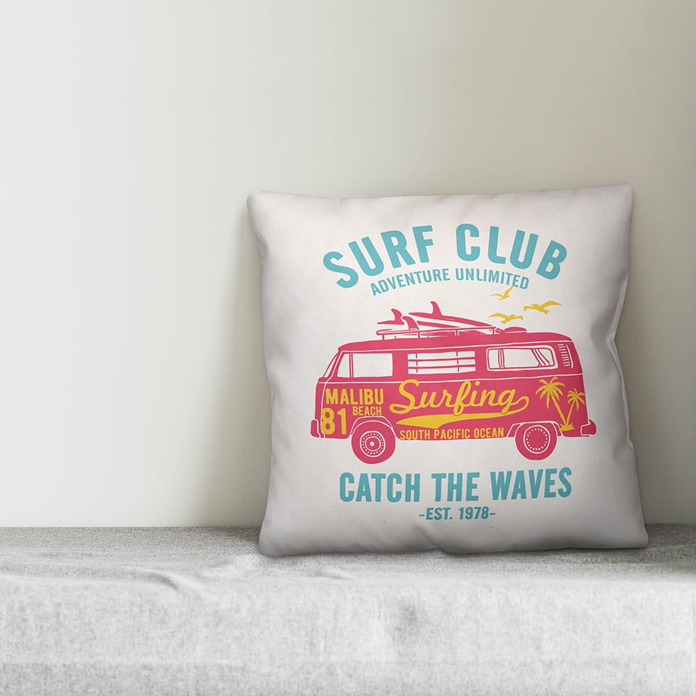 Creative Products Pink Van Surf Club 18x18 Indoor / Outdoor Pillow