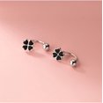 thumbnail image 6 of Solid 925 Sterling Silver Clover Flower Half Hoop Earrings for Women Teens Black Clover Hoop Earrings Huggie Shamrock Earrings, 6 of 14