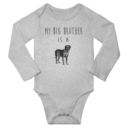 

My Big Brother is a Cane Corso Dog Cute Baby Long Sleeve Clothing Bodysuits Boy Girl (Gray 0-6M)