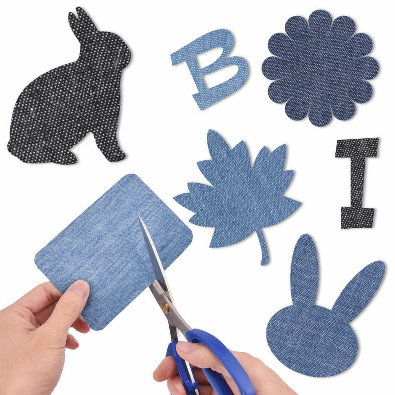 20pcs Iron On Denim Patches, EEEkit No-Sew Jeans Patches for Clothing, Adhesive Sewing Patches with 5 Assorted Colors