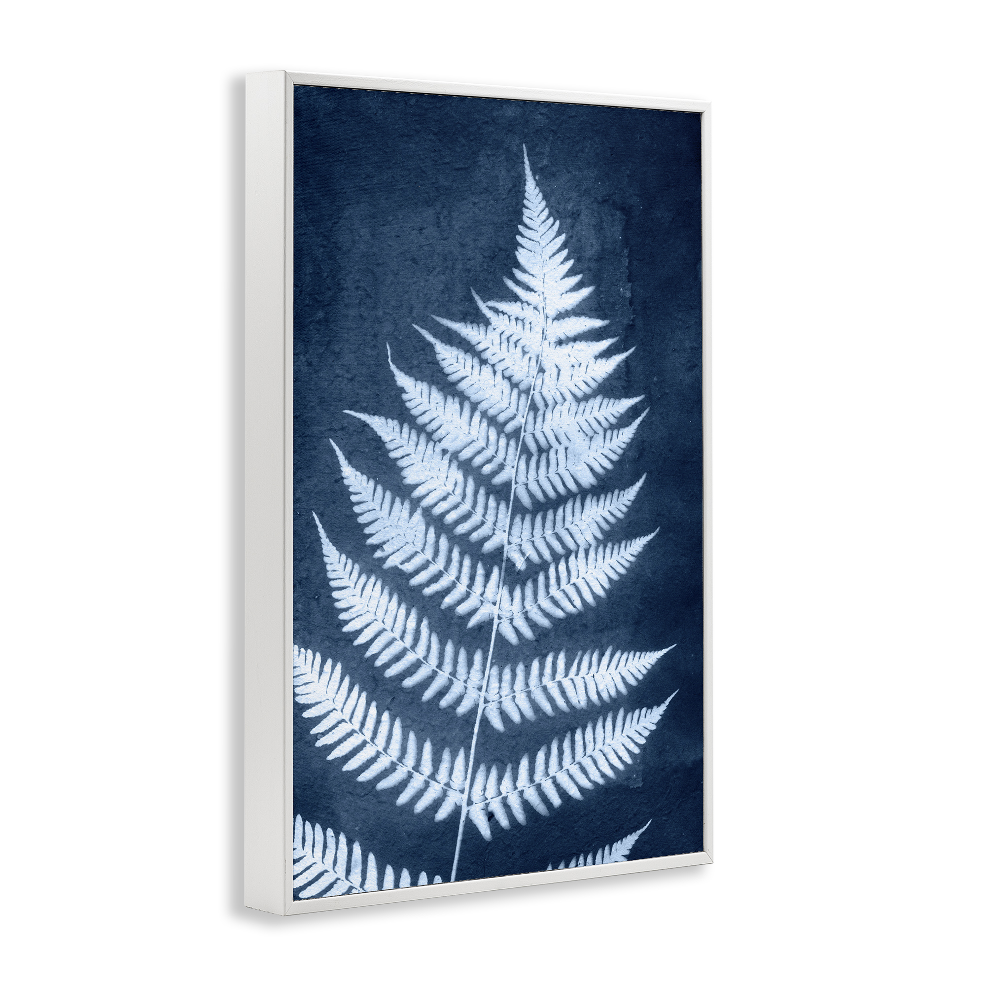 Stupell Industries Blue Natural Fern Botanical & Floral Painting White Framed Art Print Wall Art, 12 x 18