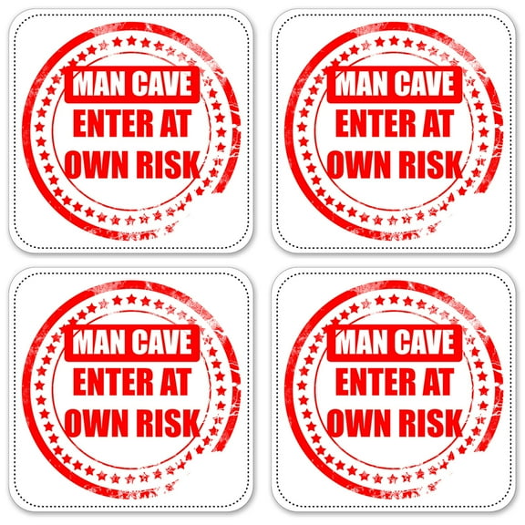 Vinyl Drink Coasters - Set of 4 - Man Cave