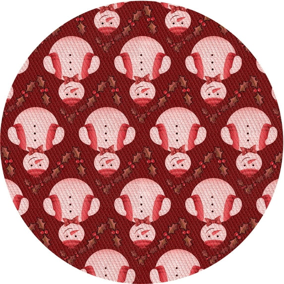 Ahgly Company Indoor Round Patterned Light Coral Pink Area Rugs, 7' Round