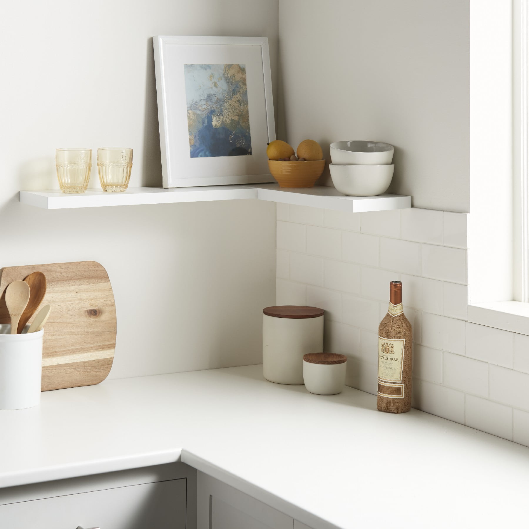 Ophanie 22.5 inch Wood Floating Shelves Wall Mounted Shelves, 6.7 x 23 Inch, White, Set of 2
