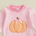 thumbnail image 4 of Futezty Halloween Toddler Baby Girl Outfit Pumpkin Embroidered Striped Long Sleeve Sweatshirt and Jogger Pants Set 3M-3T, 4 of 5