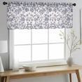 thumbnail image 2 of Blue Floral Leaf Valance Curtains for Kitchen/Living Room/Bathroom/Bedroom Window, Rod Pocket Small Topper Half Short Window Curtains Voile Sheer Scarf, Retro Farmhouse Plant Tree Branch 42"x18", 2 of 8