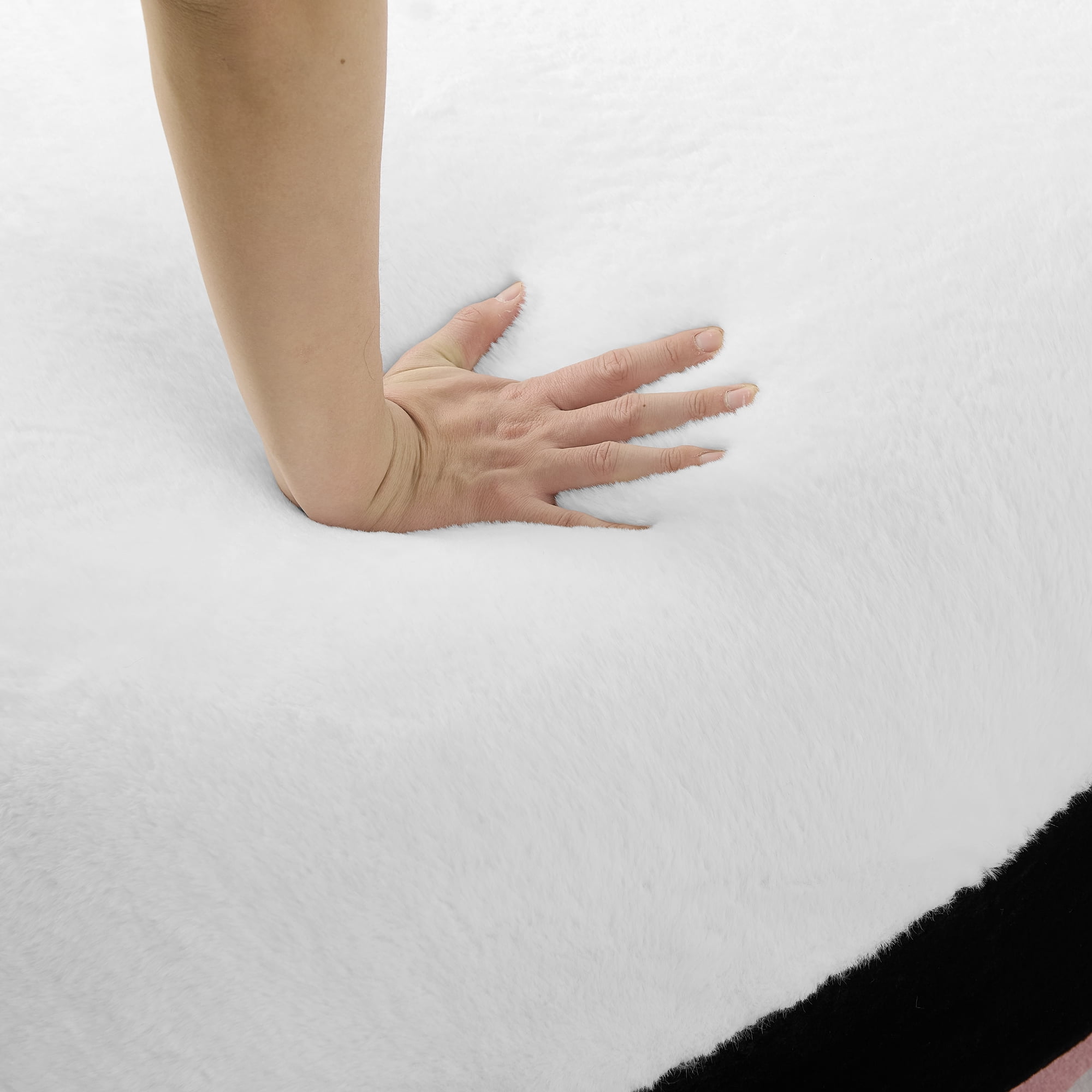 Mintazer Twin Penguin Shaped Kids Floor Bed, Fluffy Faux Fur Upholstered Toddler Lounger Bed for Boys Girls Bedroom, No Box Spring Needed