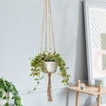 thumbnail image 4 of 36" Macrame Hanging Basket Plant Holder Handwoven Boho Decor Indoor Outdoor 6-10" Pot Hanger Soft Cotton Rope Wall Shelf Planter, 4 of 8