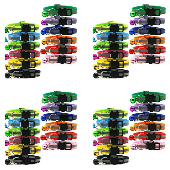 48 Pcs Reflective Collars Quick Release Buckle with Bell Adjustable 19-32cm (12 Colors)
