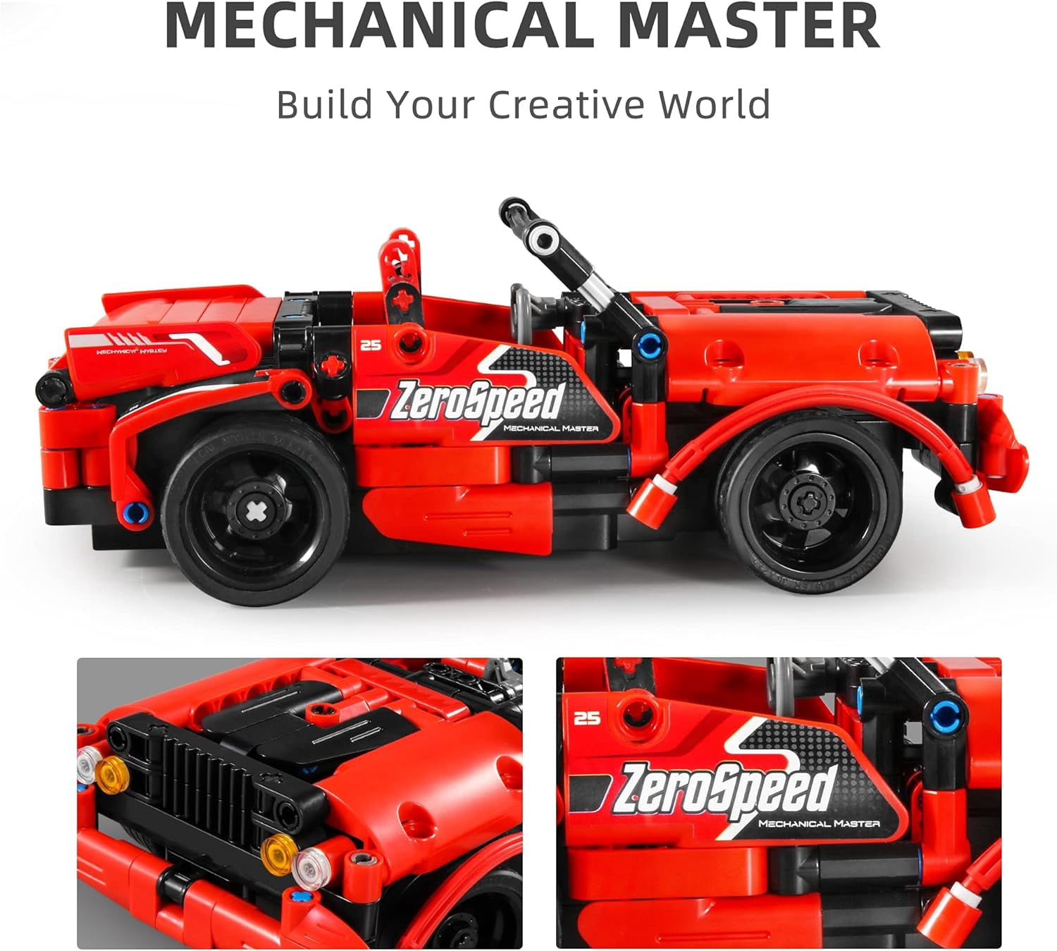 STEM Car Toy Building Toy Gift for Age 6+, Remote Control 2in1 Sports Car Building Block Take Apart Toy, 341 Pcs DIY Building Kit, Learning Engineering Construction R/C Toys