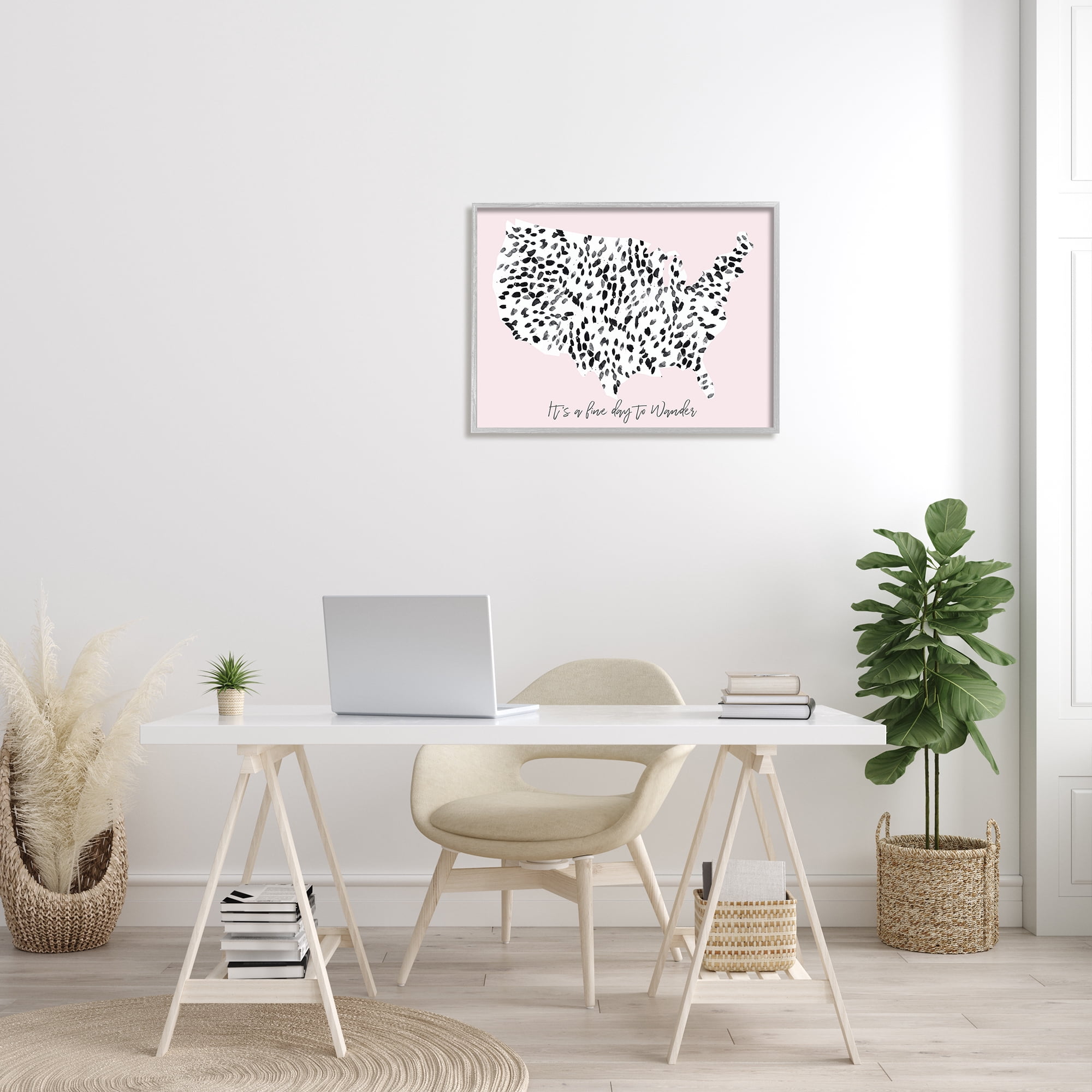 Stupell Indtries Fine Day to Wander Sentiment Patterned Map,30 x 24,Design by Sn Bryant