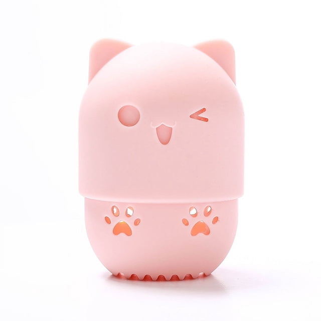 Estuche para guardar huevos de maquillaje de belleza, funda protectora portátil de silicona para viajes, caja de almacenamiento a prueba de polvo Meow puff