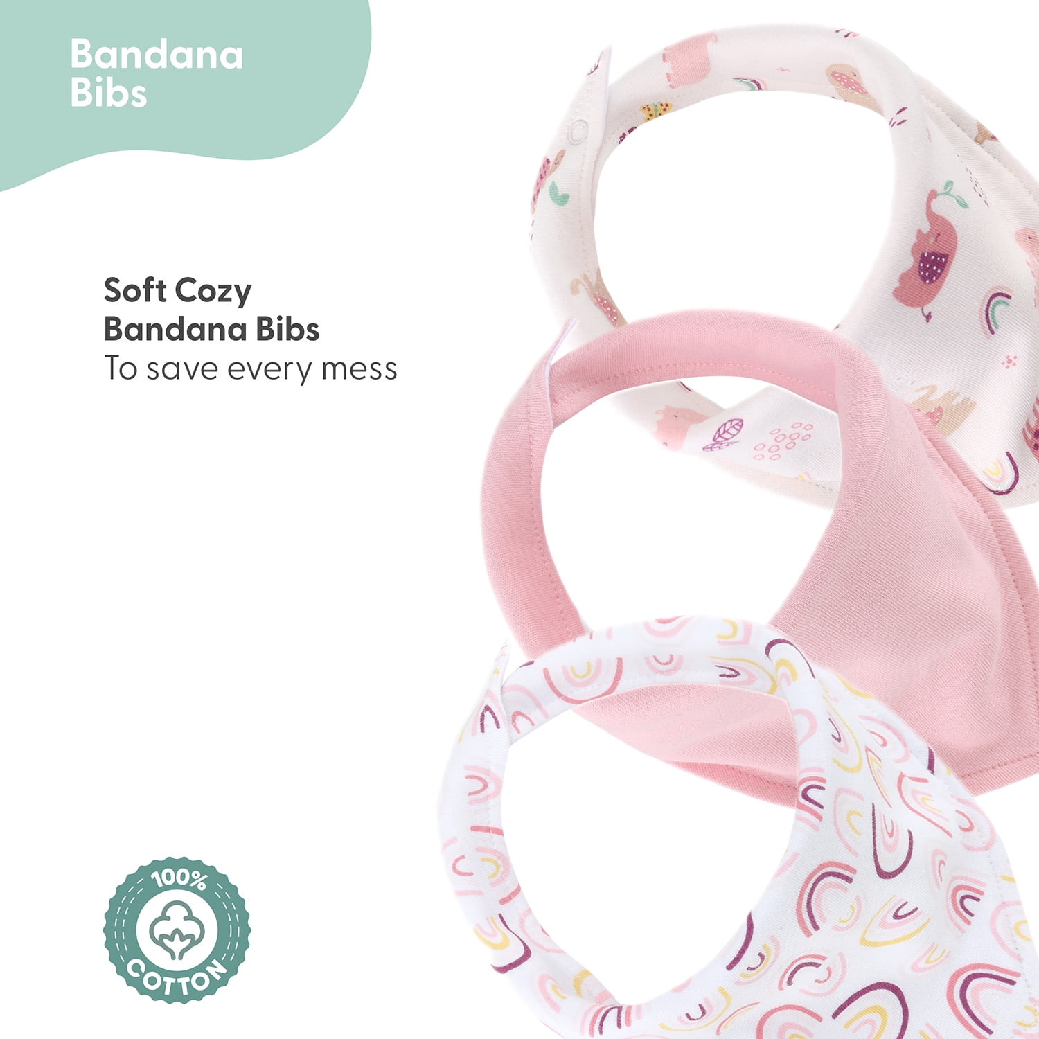 The Peanutshell Layette Gift Set for Baby Girls, 23 Essential Pieces, Pink Rainbow Safari Animals, 0-3 Months