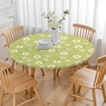 thumbnail image 3 of Spring Round Tablecloth with Daisy Print and Elastic Edge, Lightweight Water-Resistant Polyester Cover, Fits 44-52 Inch Table for Indoor Dining or Patio, 3 of 7