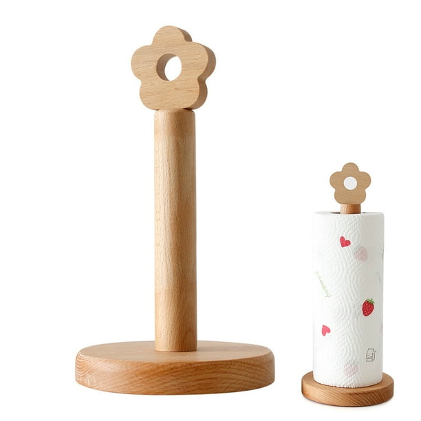 Vertical Creative Wood Paper Towel Holder Kitchen Roll Paper Storage Bracket Toilet Tissue Shelf Household Accessories