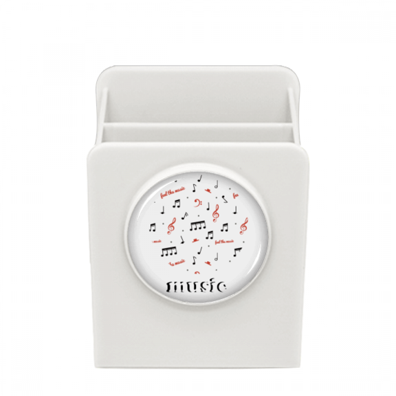 Red And Black Music Notes Desk Pencil Holder Cup Pen Organizer